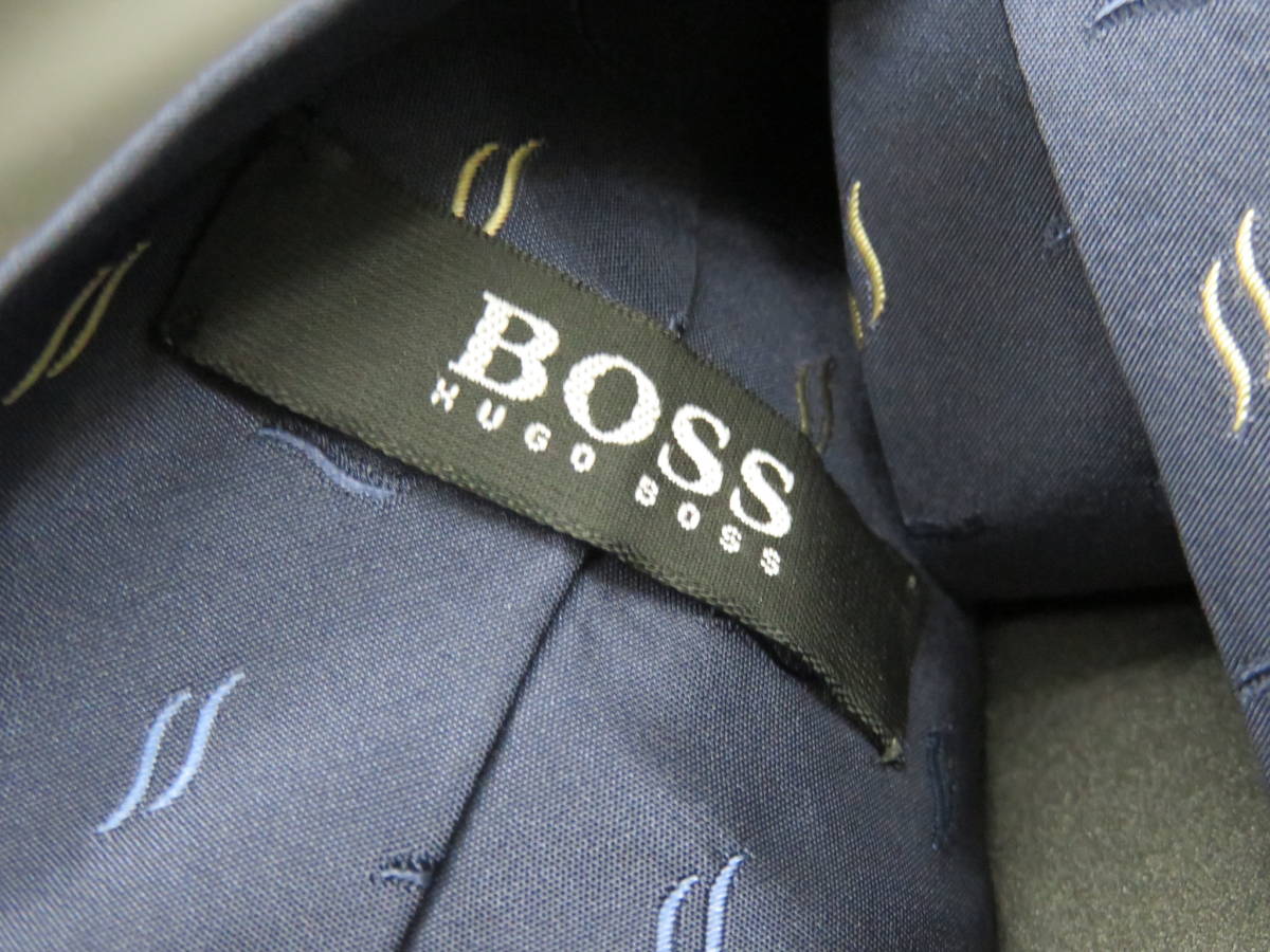 HUGO BOSS Hugo Boss men's necktie navy × writing sama business suit clothing accessories brand R3297