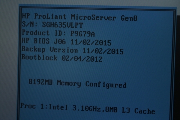 売切り!!【hp】マイクロサーバー（ProLiant MicroSever Gen8）（Xeon E3-1220 V2 3.10GHz　メモリ8GB HDDなし）　現状品_画像8