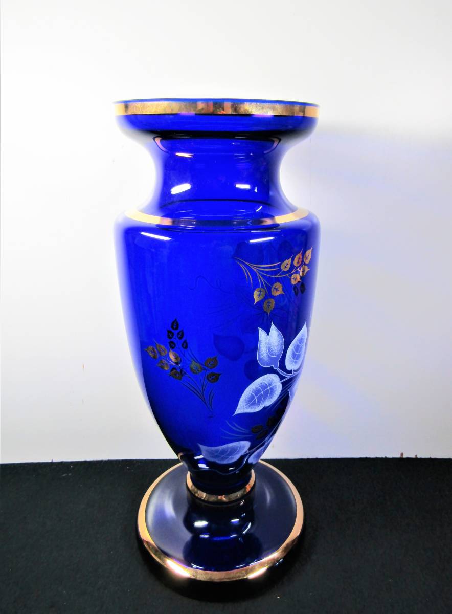 Art Glass IWATU GLASS 瑠璃色の花瓶 - 花瓶