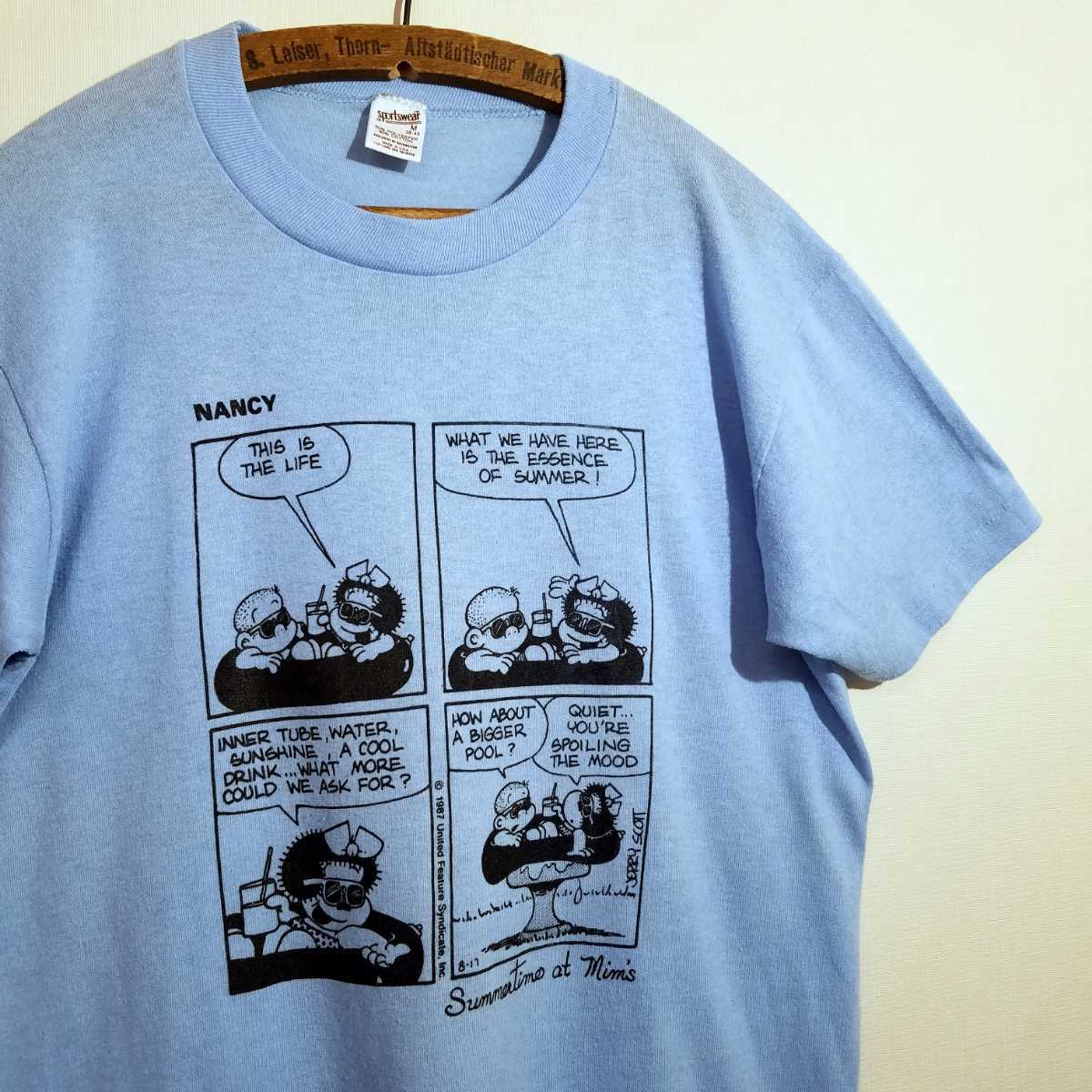 1987年 USA製 オリジナル JERRY SCOTT NANCY【Summertime at Mim’s】アメコミ 4コマ漫画 Tシャツ 80s ビンテージ アニメ ナンシー