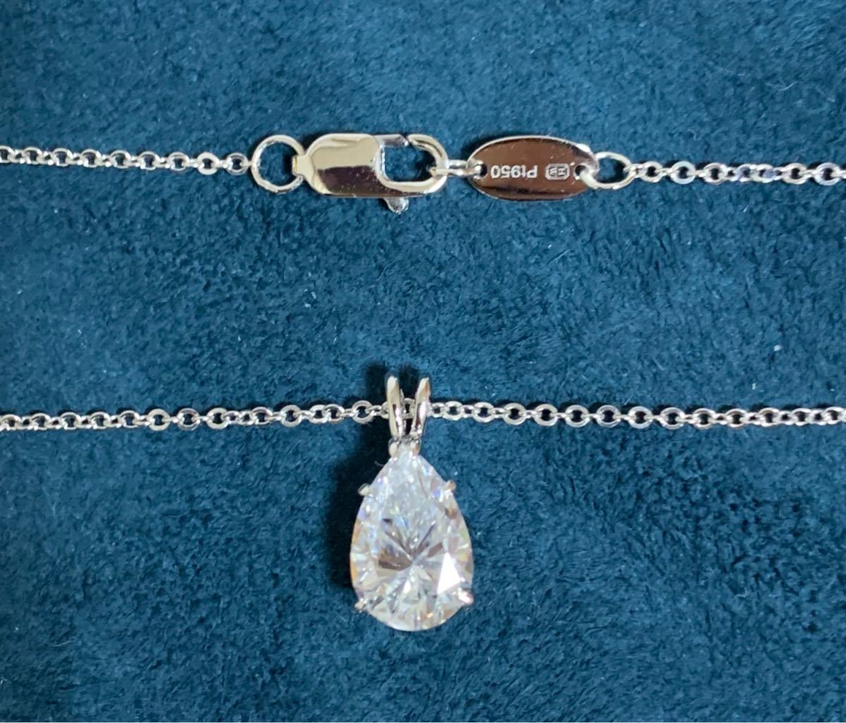 ノーブランド 新品 プラチナ 1 5ctペアシェイプモアサナイトネックレス