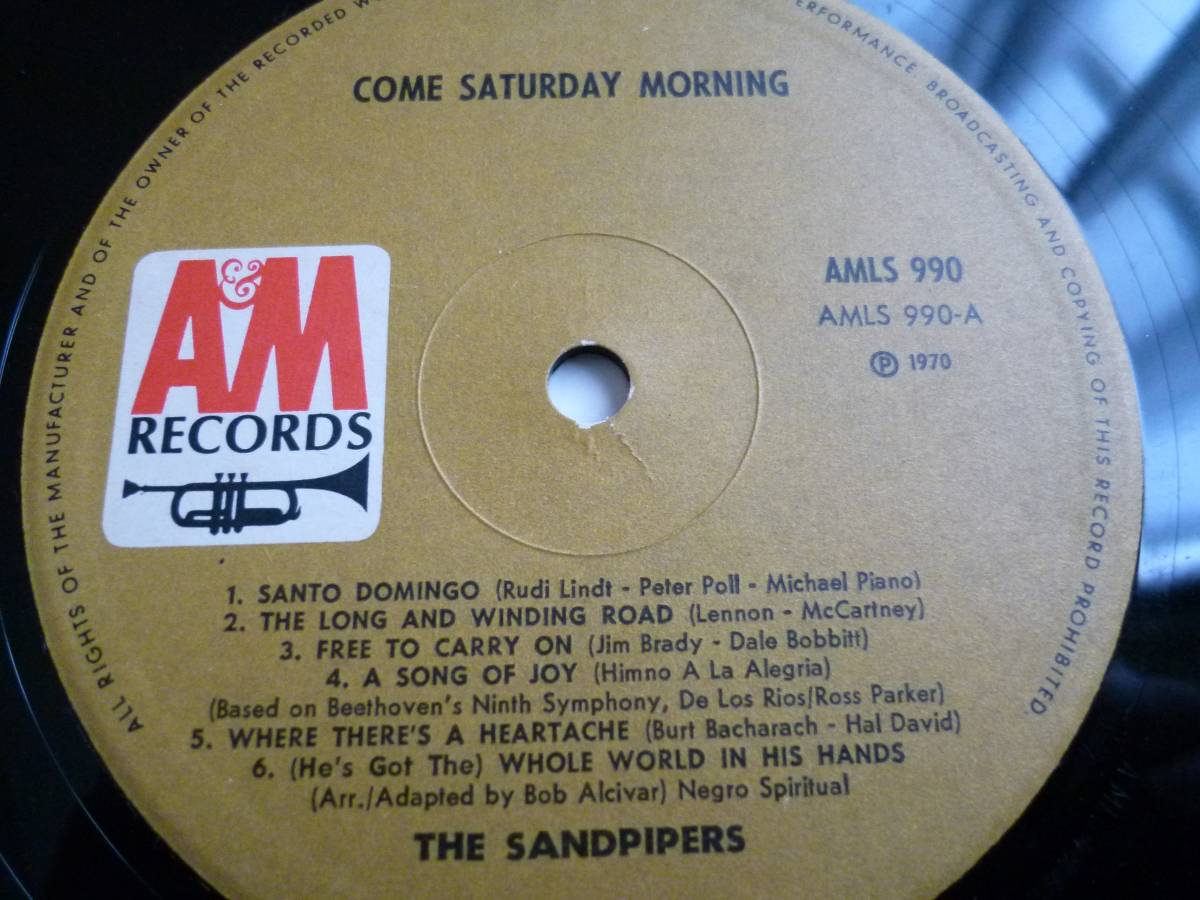 【視聴】The Sandpipers『Come Saturday Morning』LP Soft Rock ソフトロック Roger Nichols ロジャニコ名曲「The Drifter」の絶品カバー!!_画像3