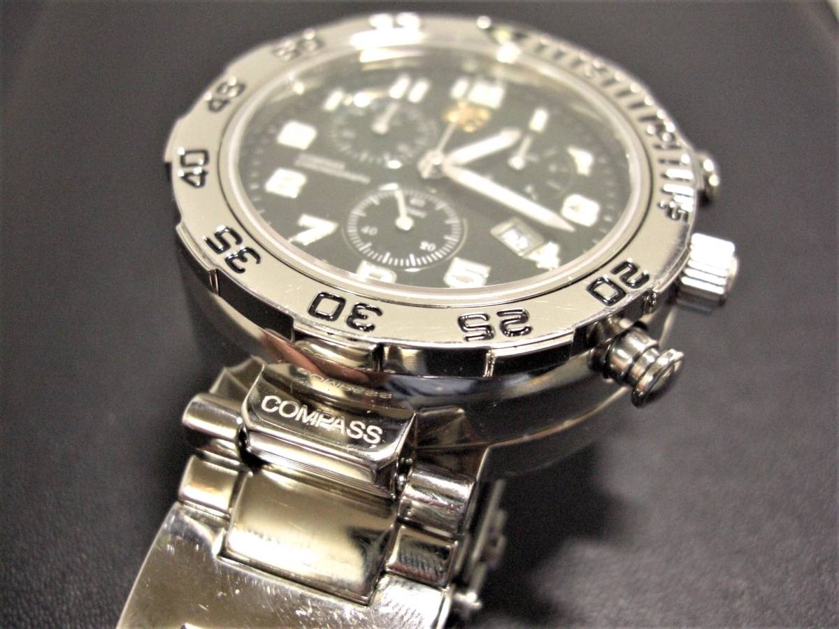  illusion. excellent article!100ps.@? limitated production! regular price approximately 25 ten thousand jpy . ultimate profit white titanium & ratchet type compass & Divers chronograph wristwatch Hunting World 