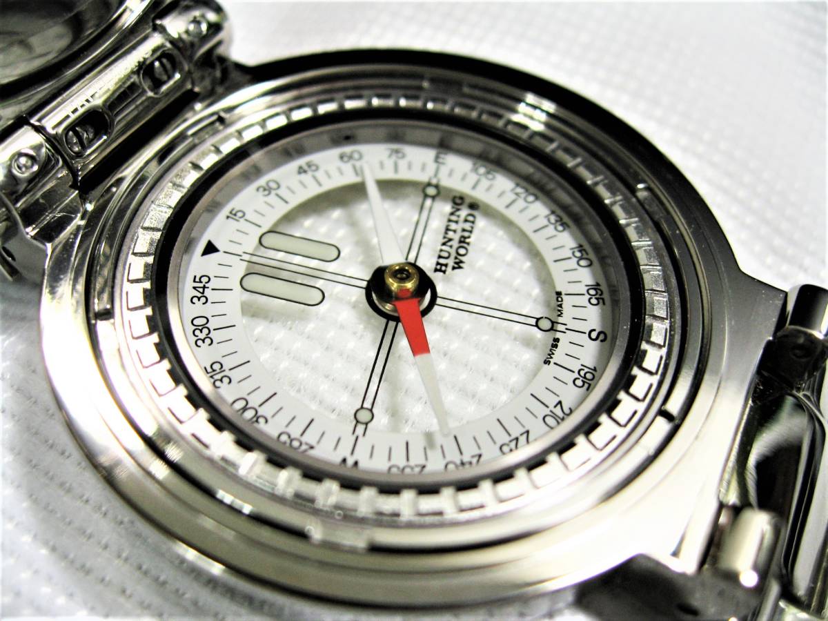  illusion. excellent article!100ps.@? limitated production! regular price approximately 25 ten thousand jpy . ultimate profit white titanium & ratchet type compass & Divers chronograph wristwatch Hunting World 