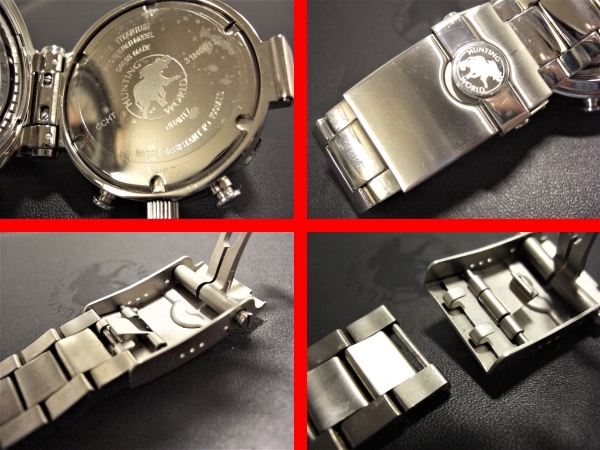  illusion. excellent article!100ps.@? limitated production! regular price approximately 25 ten thousand jpy . ultimate profit white titanium & ratchet type compass & Divers chronograph wristwatch Hunting World 