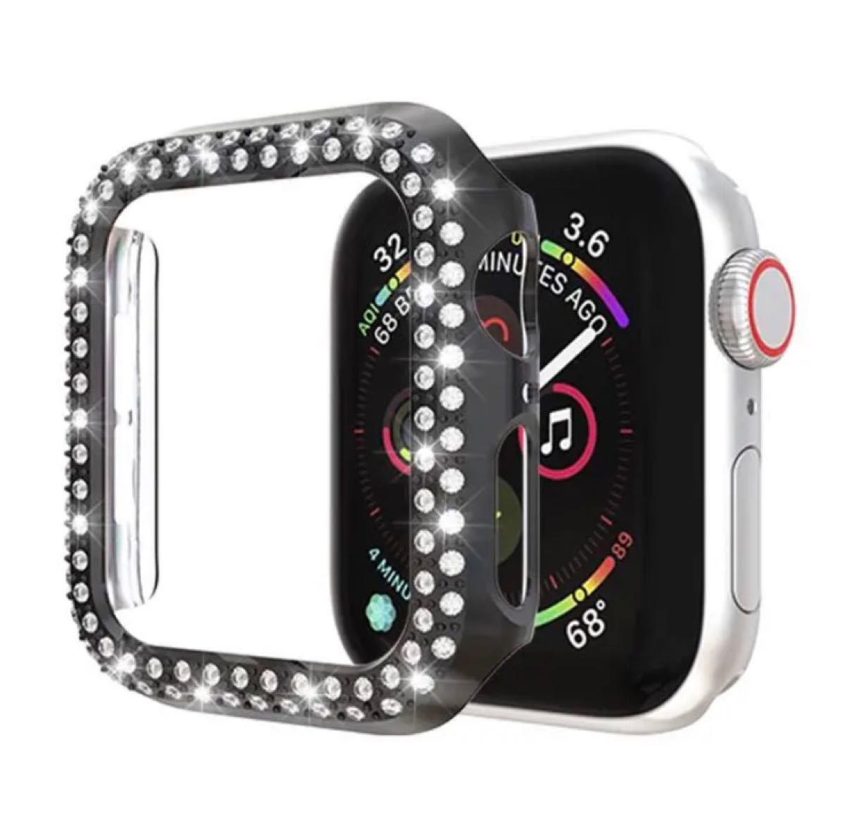 Apple Watch 44mm ブラック　キラキラフレーム　カバー