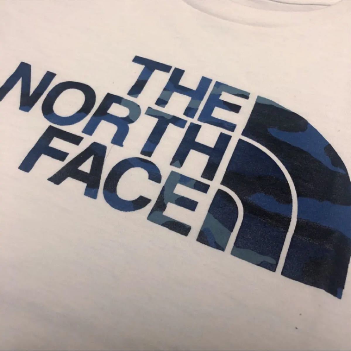 THE NORTH FACE ブルー迷彩 ノースフェイス ロゴ Tシャツ