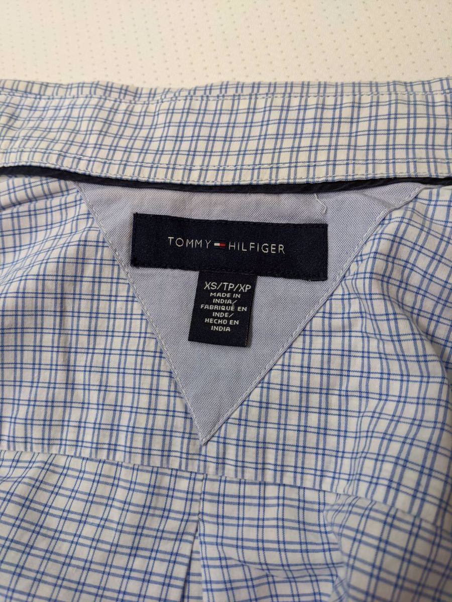 TOMMYHILFIGERトミーヒルフィガー チェックシャツ メンズ XSサイズ 半袖シャツ ボタンダウン カジュアル オフィス クールビズ フラッグ