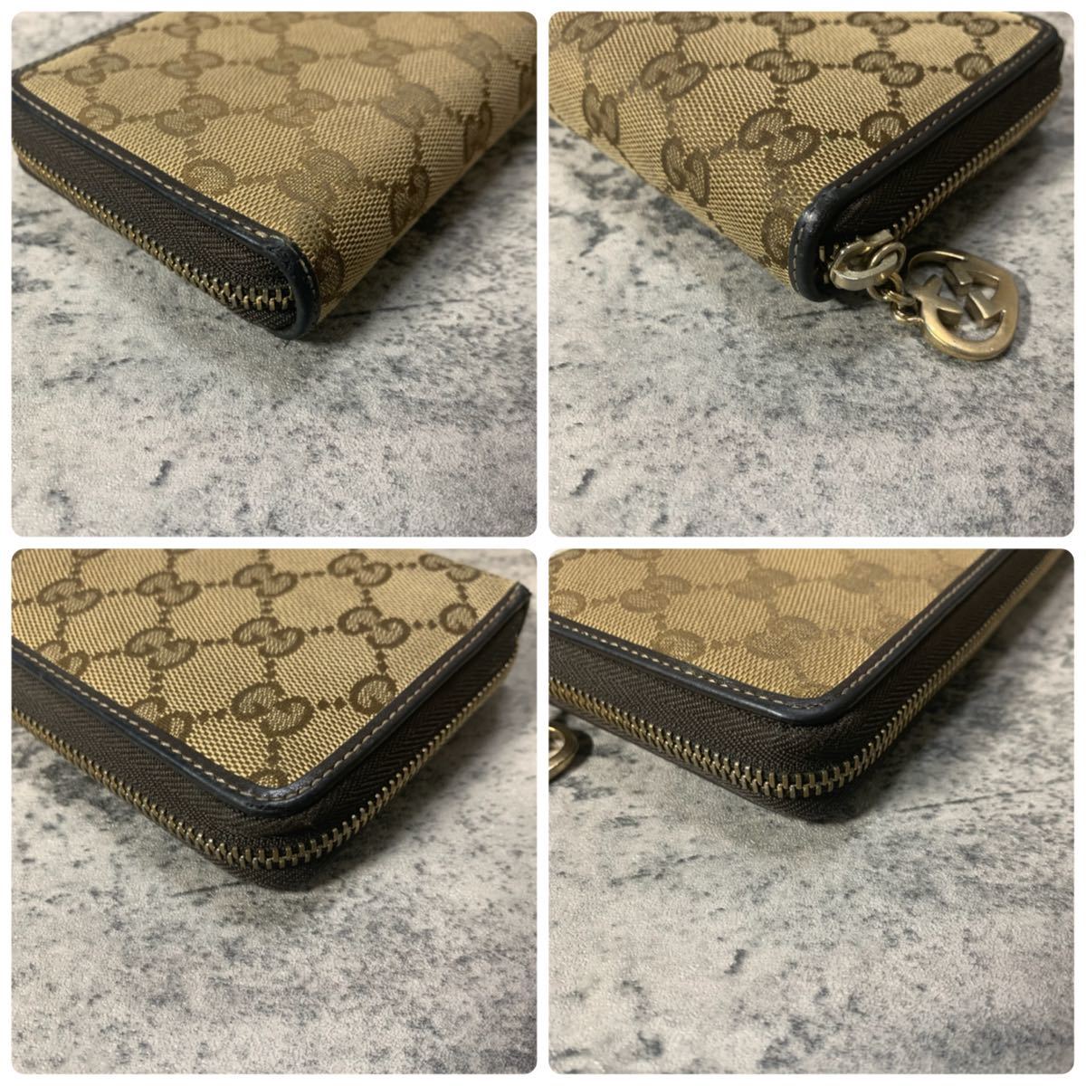 GUCCI グッチ ハートチャーム ラウンドファスナー 長財布