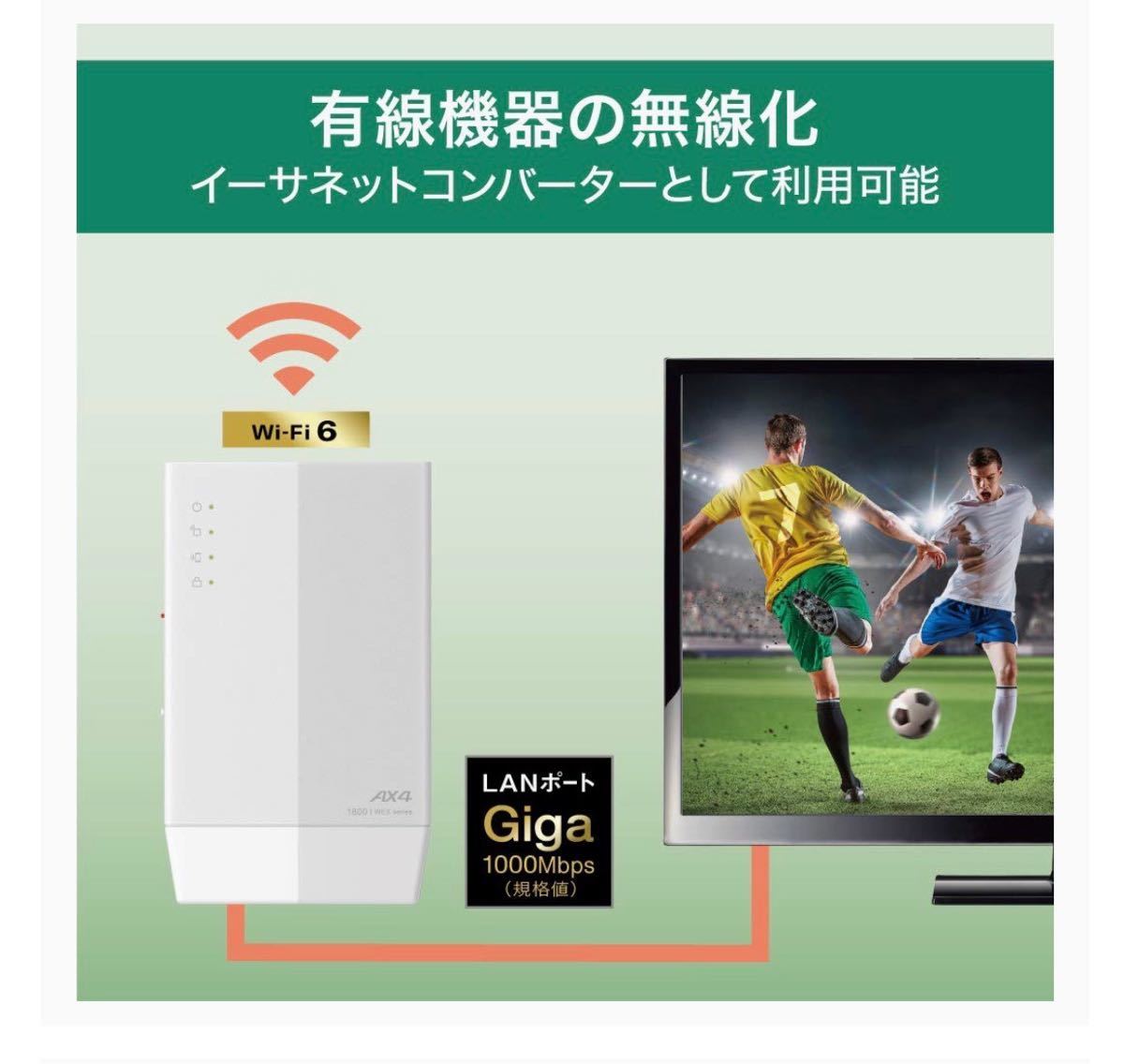 最新規格「Wi-Fi 6(11ax)」でWi-Fiエリアを拡張中継1201+573Mbps★WEX-1800AX4