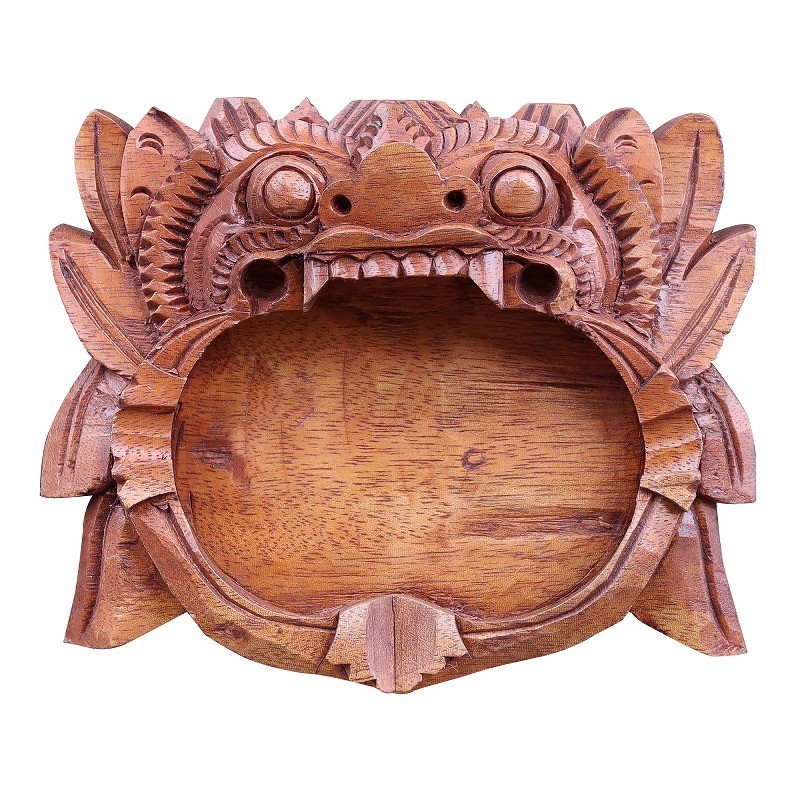 木彫りのバロン灰皿 獅子 小物入れ トレー トレイ 木彫り彫刻 バロントレー バリ島おみやげ お土産 YSA-080333