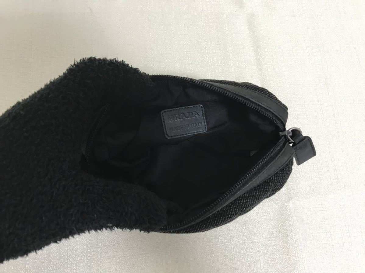  подлинный товар Prada PRADA натуральная кожа шерсть Mini сумка сумка косметические мелочи inserting cosme деловая сумка путешествие путешествие темно-синий темно-синий женский мужской 