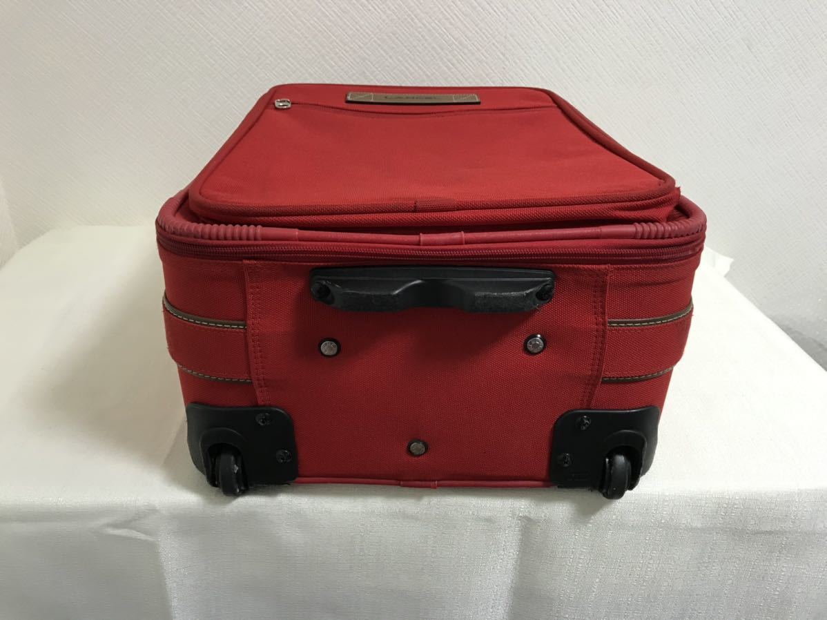  genuine article Lancel LANCEL original leather canvas Carry suitcase bag business bag travel travel red red lady's men's 
