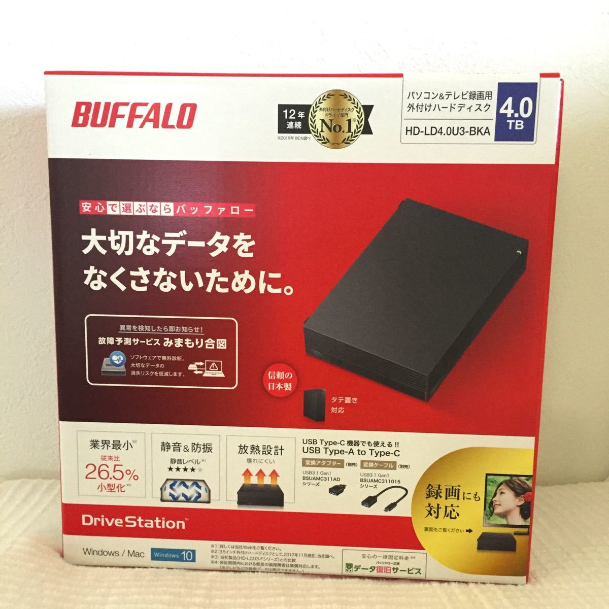 新品未使用 HD-LD4.0U3-BKA 外付けHDD 4TB バッファロー