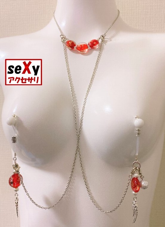 【ハンドメイド】seXyアクセサリ★ネックレス＆ニップルチャーム　SNN095