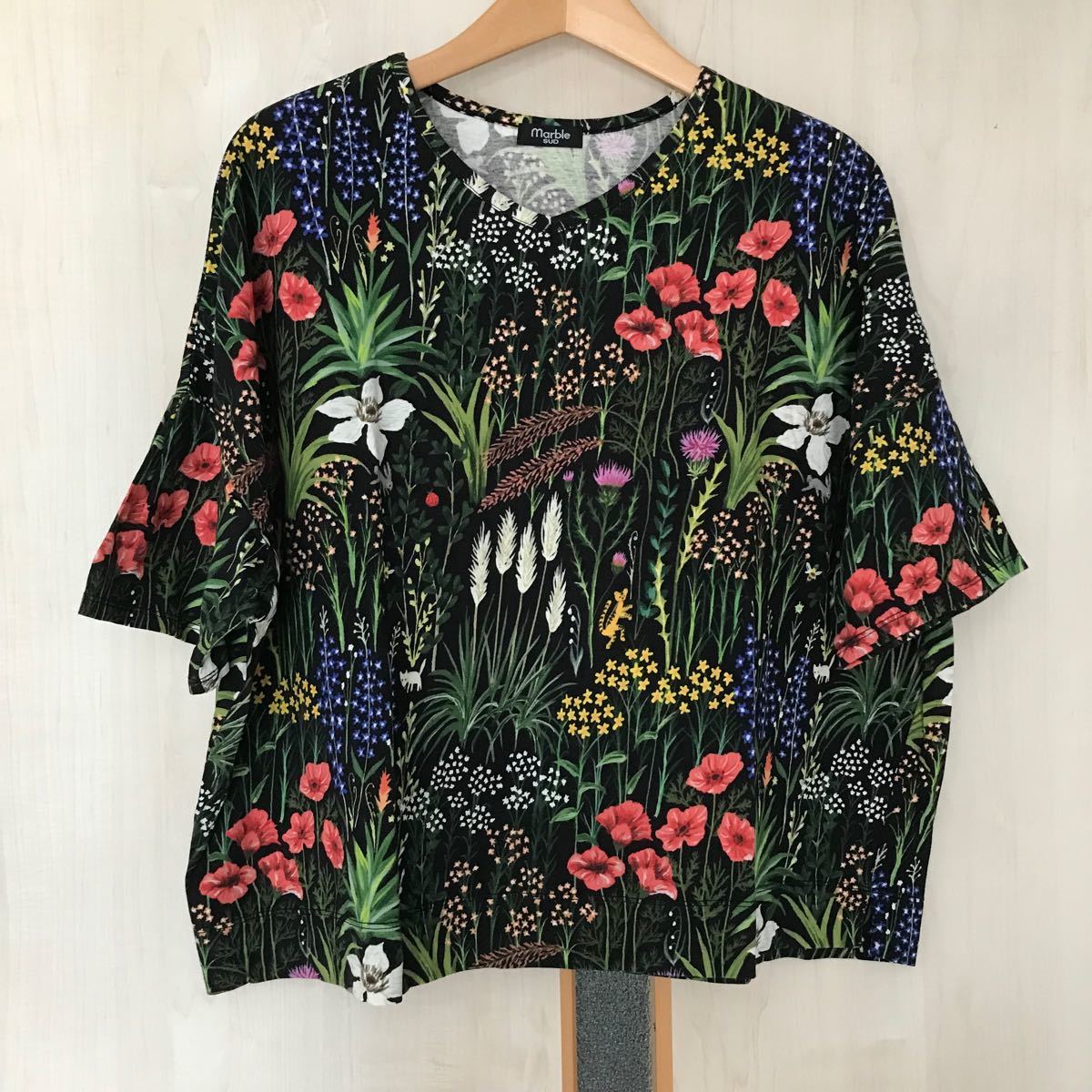 marble sud トップス Tシャツ カットソー 総柄 花柄 動物