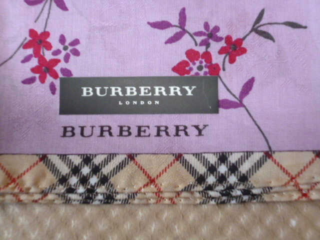  Burberry BURBERRY лиловый глициния цвет цветочный принт цветок общий рисунок рамка-оправа бежевый noba проверка носовой платок стандартный товар новый товар B66