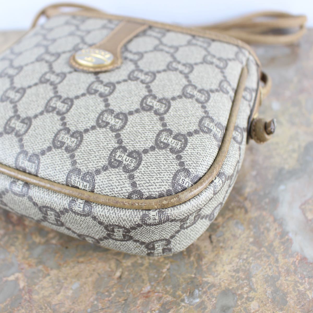 OLD GUCCI PLUS GG PATTERNED SHOULDER BAG MADE IN ITALY/オールドグッチプラスGG柄ショルダーバッグ