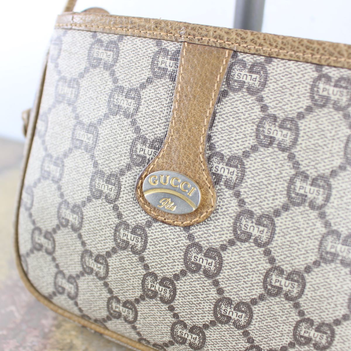 OLD GUCCI PLUS GG PATTERNED SHOULDER BAG MADE IN ITALY/オールドグッチプラスGG柄ショルダーバッグ