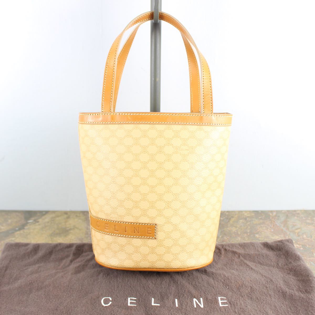 OLD CELINE MACADAM PATTERNED 正規通販 BACKET TYPE HAND BAG IN MADE ITALY 2021年激安 オールドセリーヌマカダム柄ハンドバッグ