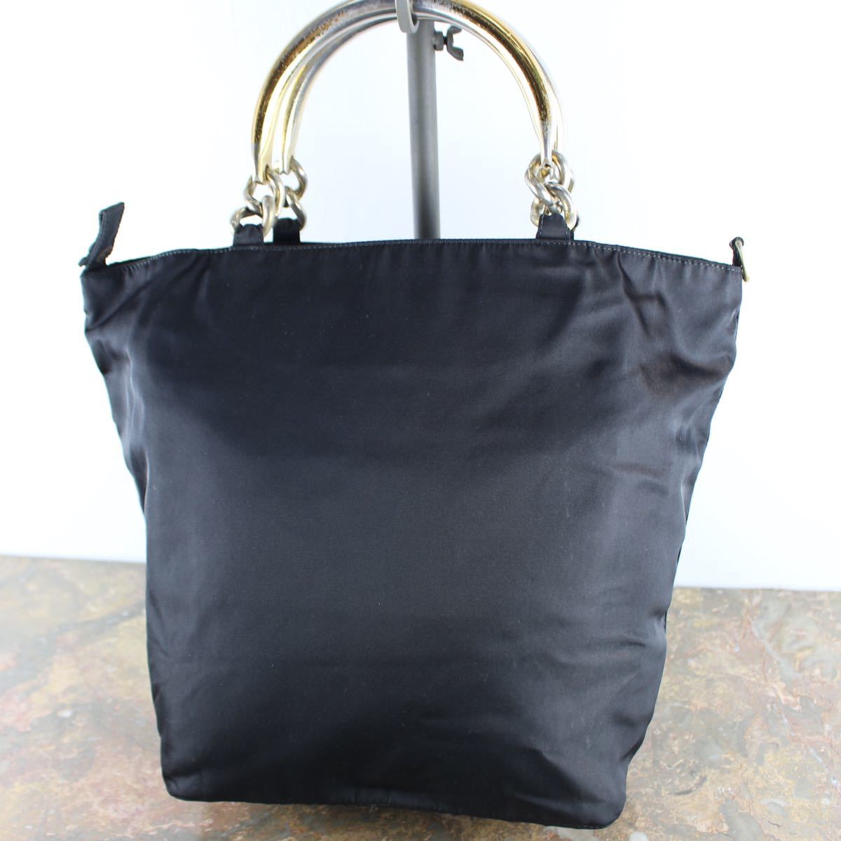 PRADA METAL HANDLE LOGO NYLON HAND BAG MADE IN ITALY プラダメタル