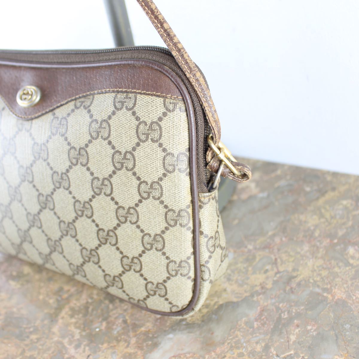 OLD GUCCI GG PATTERNED SHOULDER BAG MADE IN ITALY/オールドグッチGG柄ショルダーバッグ