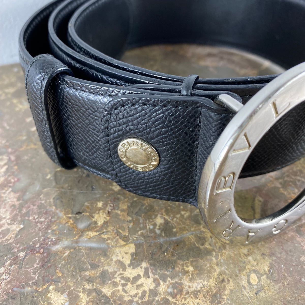 BVLGARI 105/42 CIRCLE LOGO BUCKLE LEATHER BELT MADE IN ITALY/ブルガリサークルロゴ