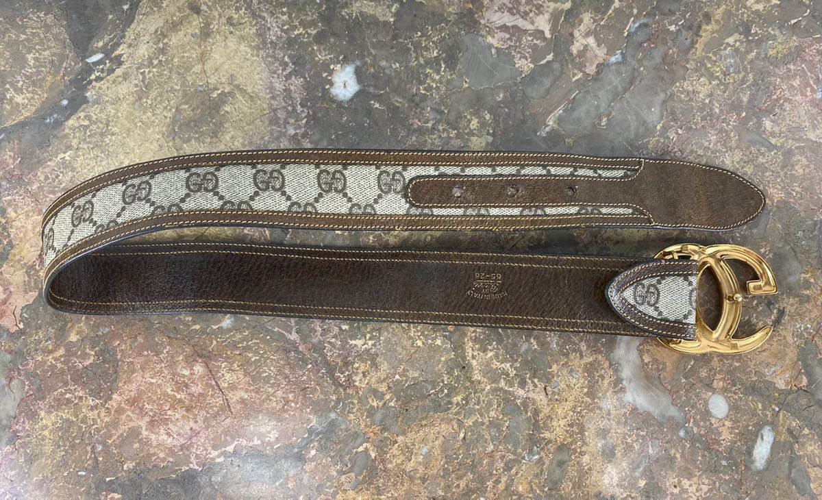 OLD GUCCI GG PATTERNED LOGO BUCKLE BELT MADE IN ITALY/オールドグッチGG柄ロゴバックルベルト_画像5