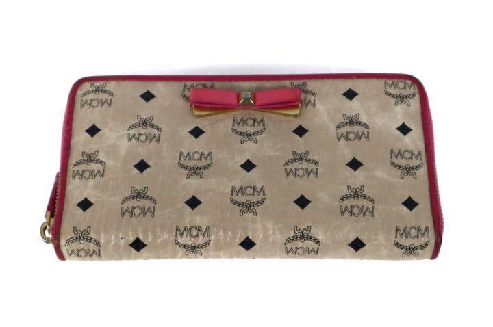 MCM エムシーエム 長財布 ロゴ ピンクxベージュ レディース | luxebk