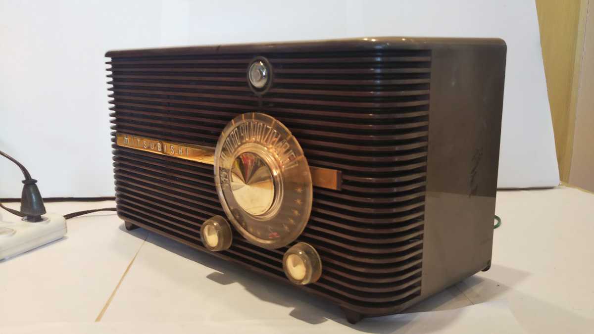  Mitsubishi, vacuum tube radio, model unknown (1950 period, Showa era 30 period product ), operation, original, beautiful goods 