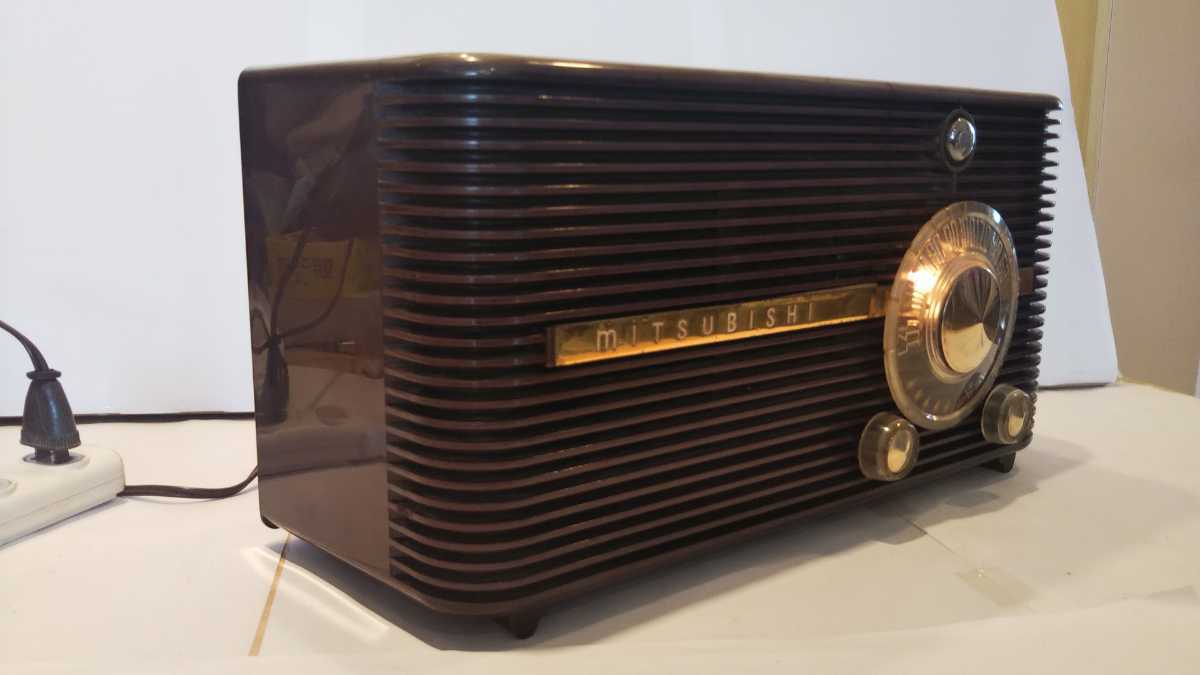  Mitsubishi, vacuum tube radio, model unknown (1950 period, Showa era 30 period product ), operation, original, beautiful goods 