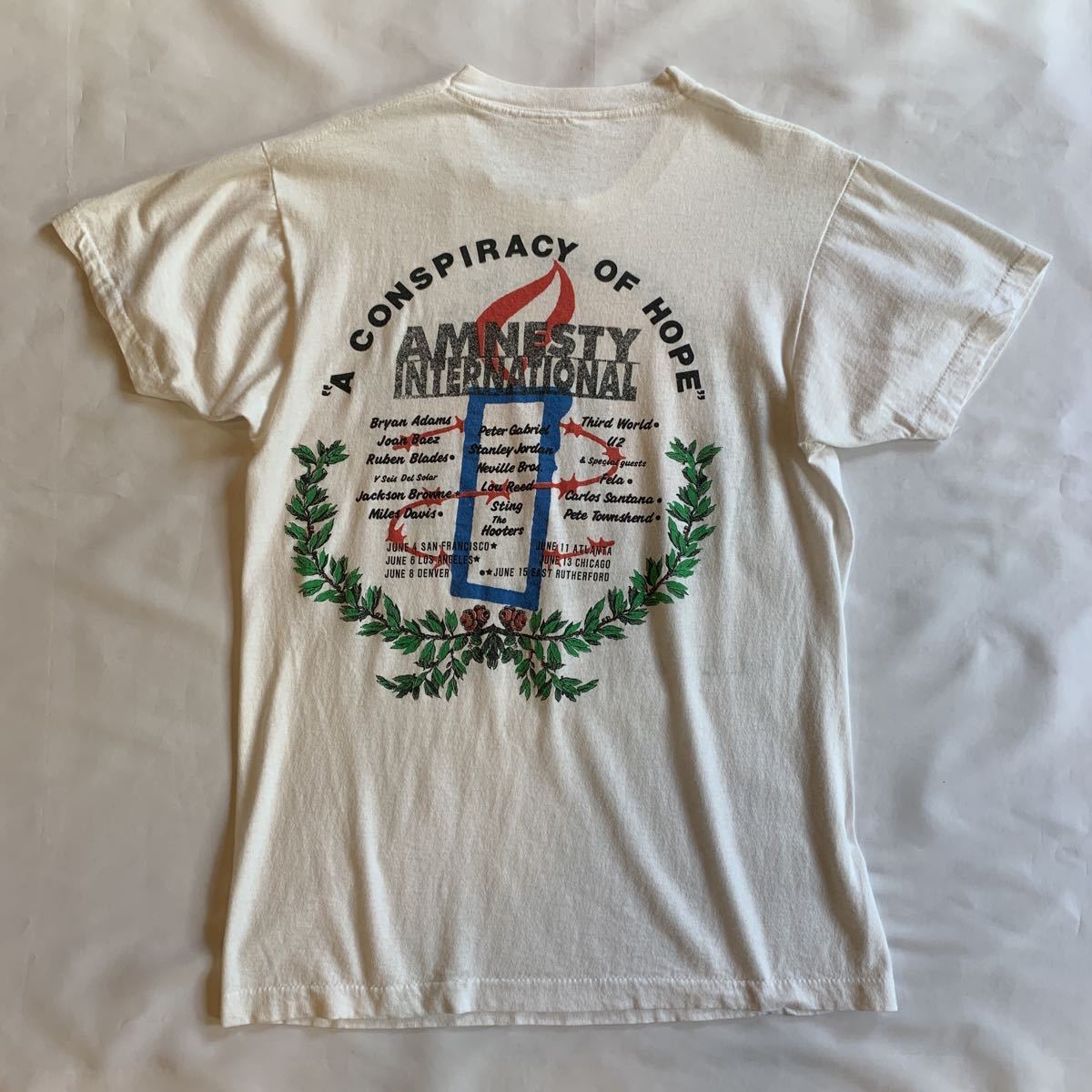 80s AMNESTY INTERNATIONAL PRINTED Tee ヴィンテージ ビンテージ プリントTシャツ ロックTシャツ バンドTシャツ アメカジ 70s 送料無料_画像3