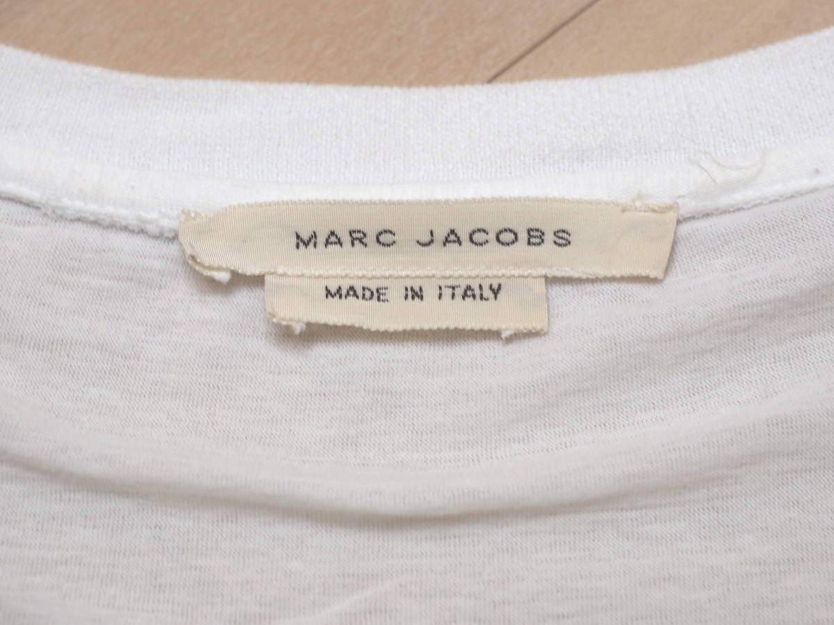 美品 MARC JACOBS マークジェイコブス 10SSグラデーションVネックTシャツS白 Italy製_画像3