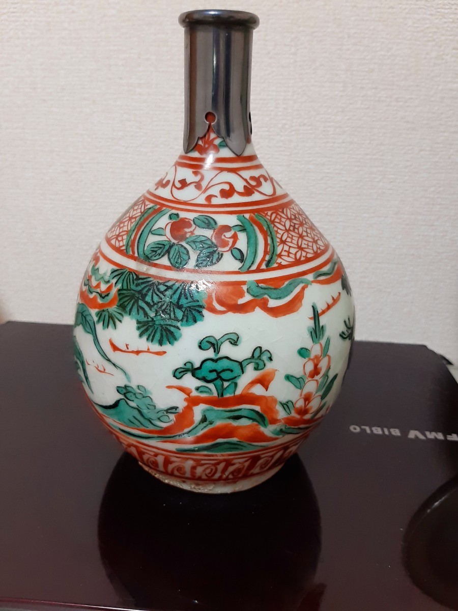 呉須赤絵　鹿紋花瓶 南京赤絵 唐物 中国明時代　 色絵 花瓶　景徳鎮窯