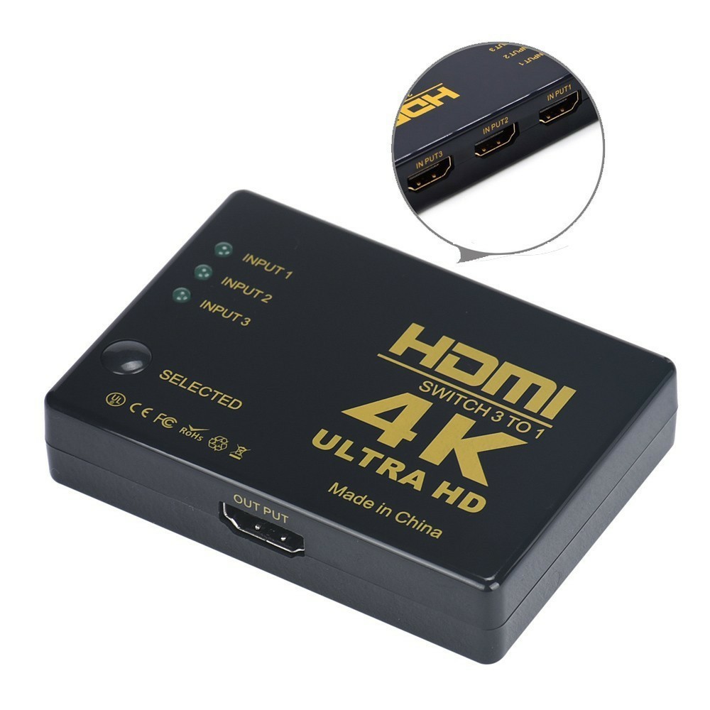 ４K対応 HDMIセレクター HDMI切替機 3ポート 3入力1出力 変換アダプタ プロジェクター テレビ パソコン ゲーム機