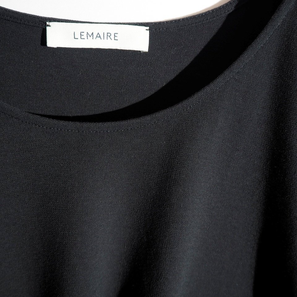 R2144P ▼LEMAIRE ルメール▼ 7分袖 ポケット付き コットンカットソー ブラック L オーバーサイズ / ジャージー 春夏_画像4