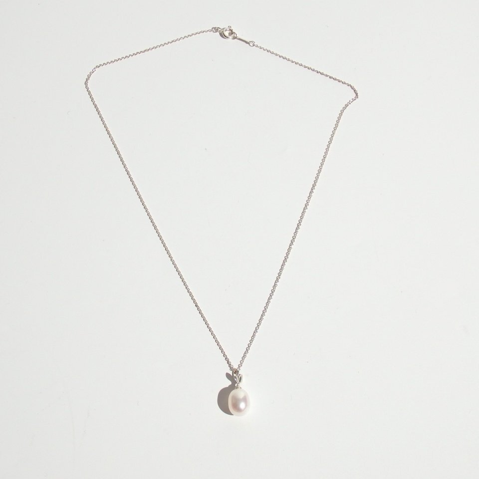 R9626P ▼TIFFANY&Co. ティファニー▼ オリーブリーフ パール ペンダント Ag925 / パロマピカソ シルバー925 淡水パール ネックレス_画像2