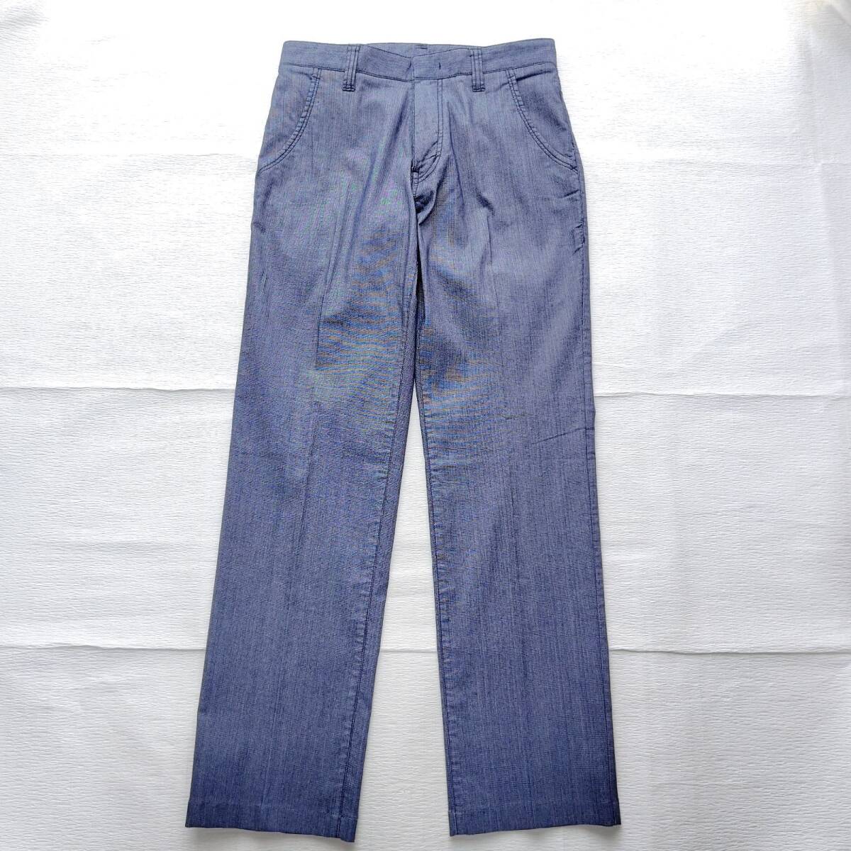 春夏 美品 洗える CAFE SOHO カジュアルスラックス 超ストレッチ メンズ76 杢ブルー 清涼トラウザーズ チノパン ジャケパン AOKI_画像2