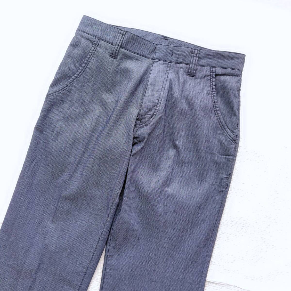春夏 美品 洗える CAFE SOHO カジュアルスラックス 超ストレッチ メンズ76 杢ブルー 清涼トラウザーズ チノパン ジャケパン AOKI_画像3
