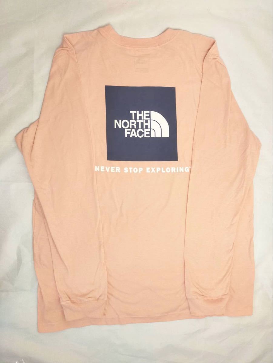 ★新品★ The North Face ボックスロゴ 長袖 ロンT ピンク XL ノースフェイス　ビッグロゴ　ハーフドーム　　人気