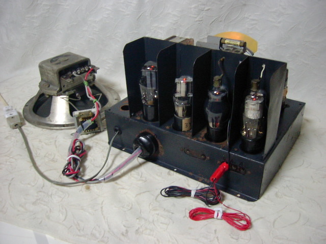  electric culture thing restoration * service being completed working properly goods!! Manufacturers unknown Vintage medium sized vacuum tube type electric gramophone [ beautiful goods ]