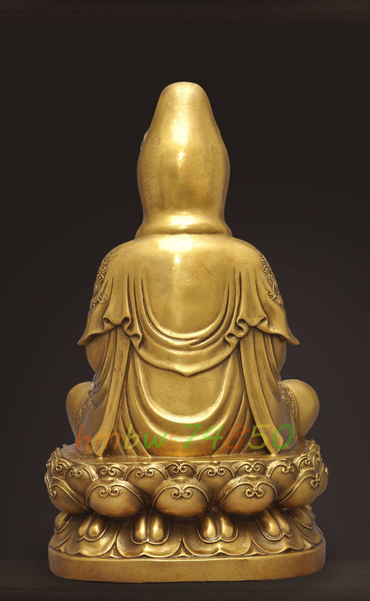「仏教法具 寺院用仏具」観自在菩薩 観音菩薩立像 仏像 真鍮製 仏教美術 高さ28cm_画像5