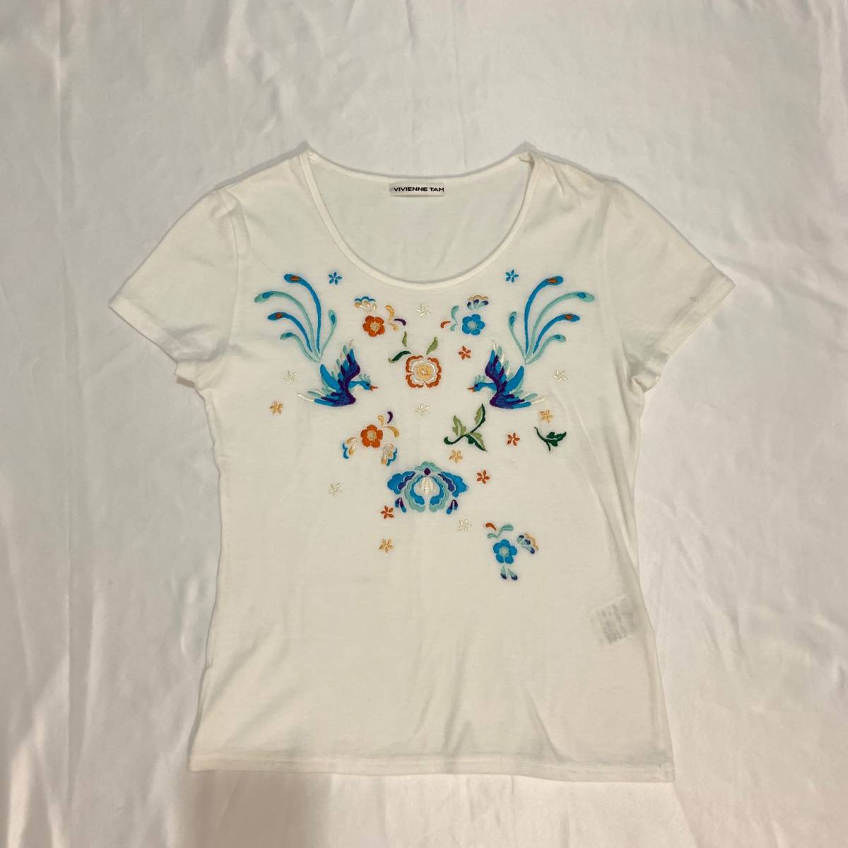 vivienne tam ヴィヴィアンタム　カットソー　トップス　Tシャツ　花柄　鳥　刺繍_画像1