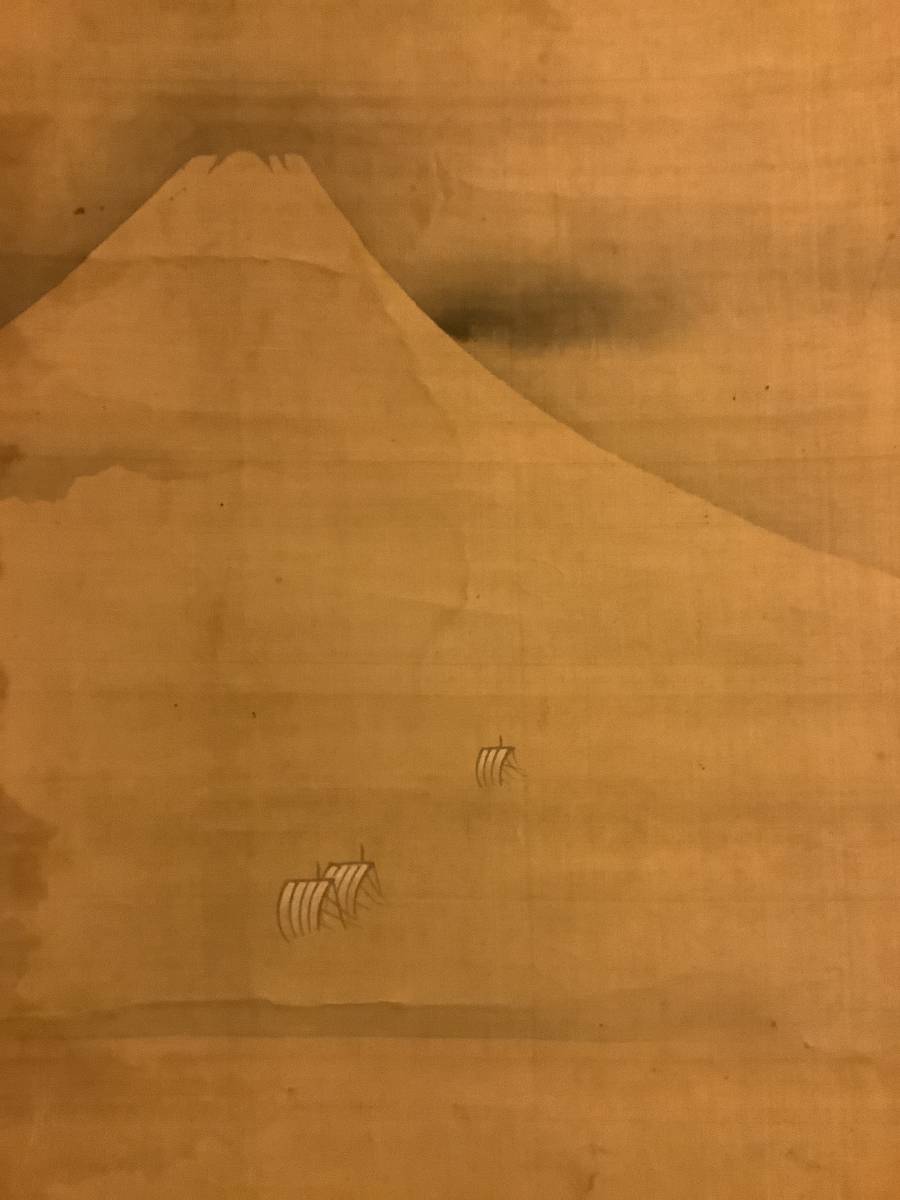 模写 掛軸R3-0833 土佐光孚 富士山 絹本／日本画 山水画 風景画 江戸 