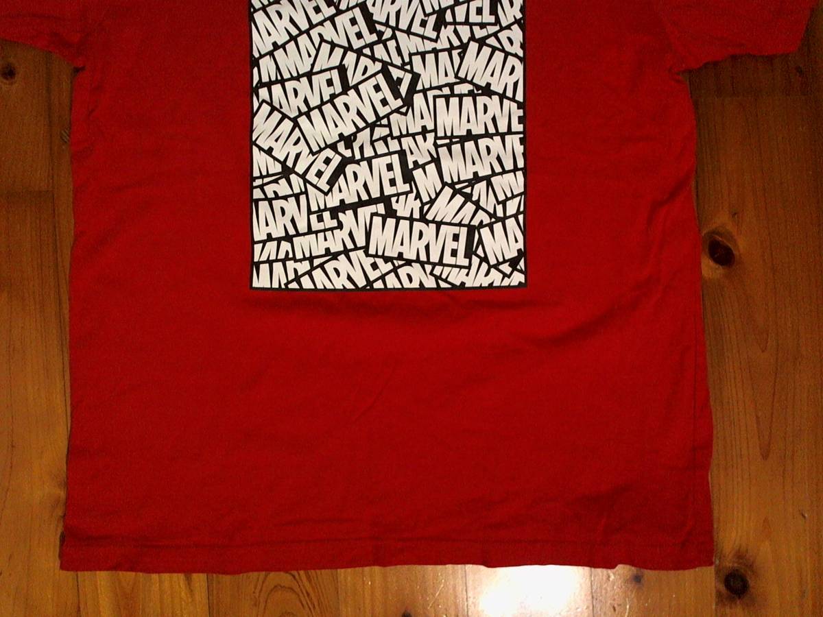 ☆マーベル×ジーユー【MARVEL×GU】ロゴプリント　半袖Tシャツ　コットンTシャツ L 赤　レッド_画像3