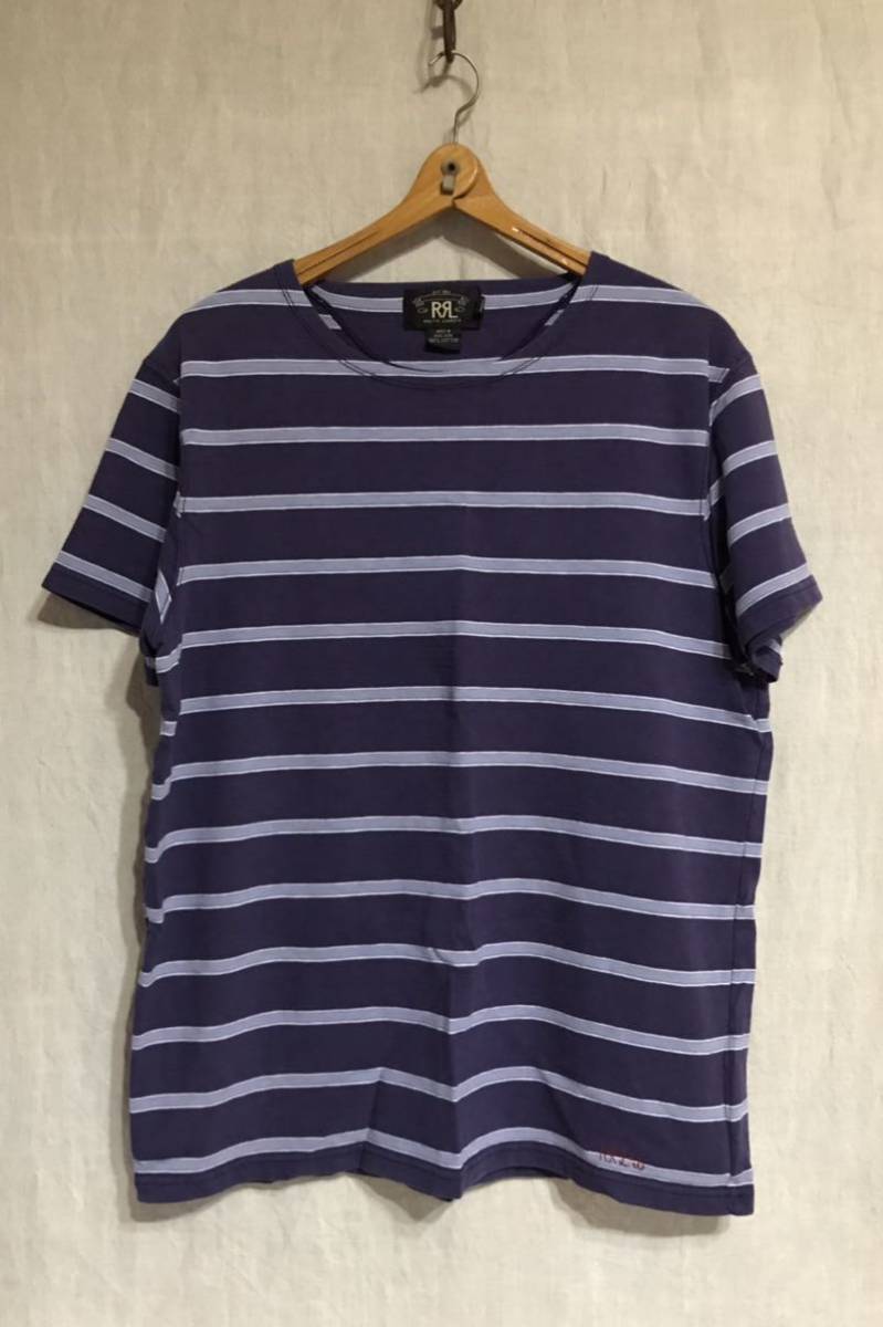 ジョニーデップ着用 RRL インディゴ ボーダー バスク Tシャツ M ジョニーデップ着用 RRL インディゴ ボーダー バスク Tシャツ M
