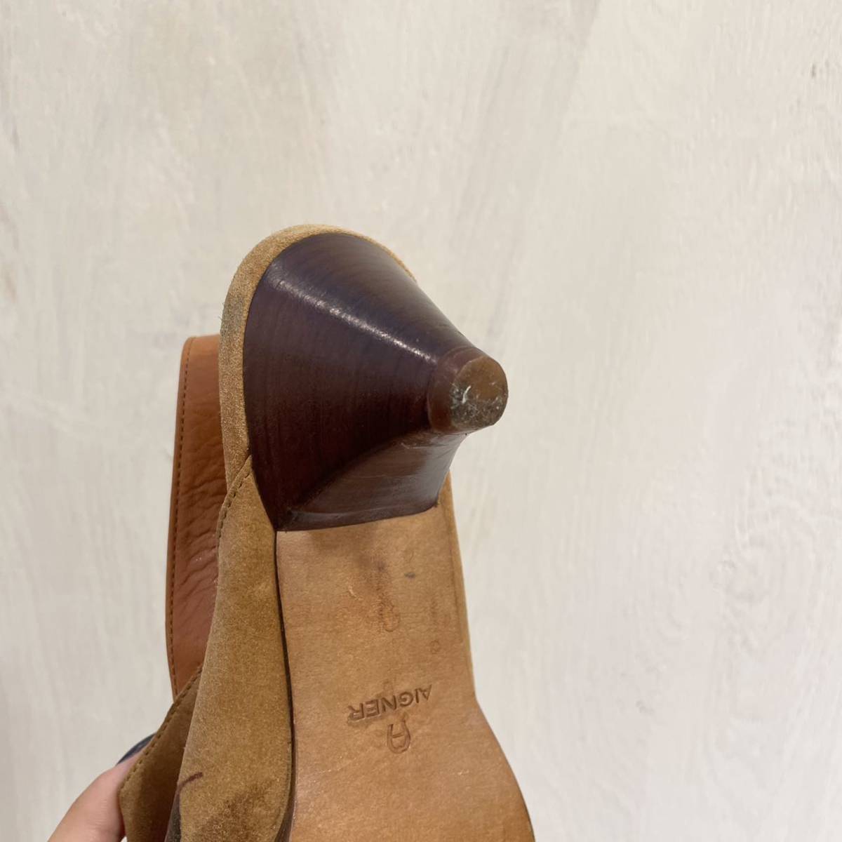 AIGNER/shoes/brown/heel/アイグナー/サボ/茶色/木の葉/スウェード/ヒール/靴_画像9