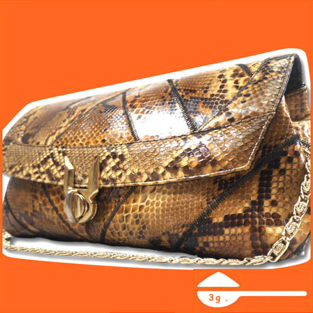 即決★VARON★オールレザートートバッグ 本革 本皮 蛇革 ゴールド 金色 2way セカンドバッグ クラッチバッグ かばん 鞄 B541 3g.