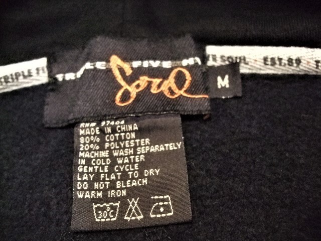 【TRIPLE FIVE SOUL NYC/トリプルファイブソウル】ハーフジップ スウェット パーカー BLACK Size:M 新品 デッドストック/希少/ヴィンテージ_画像6