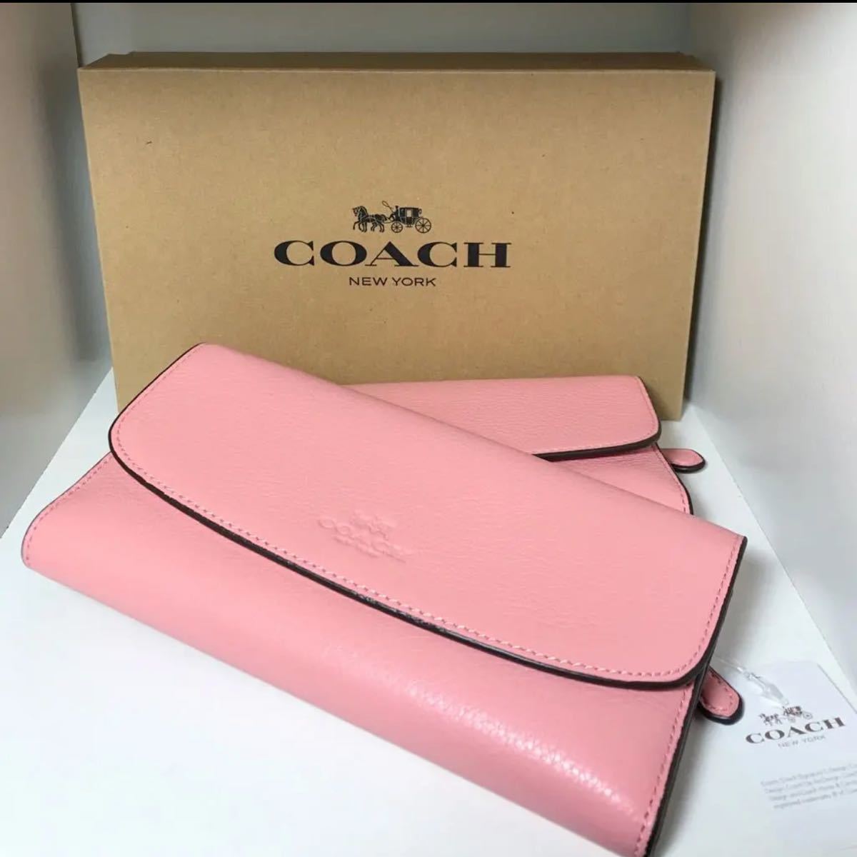 新品未使用】COACH 長財布 チェックブック付き F56488 コーチ ピンク